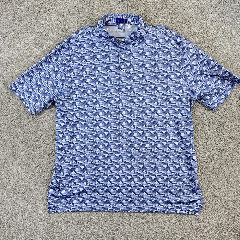 Stitch Golf Polo Mens Large Blue Camo Detroit Golf Club Performance Shirt - Picture 2 of 9
